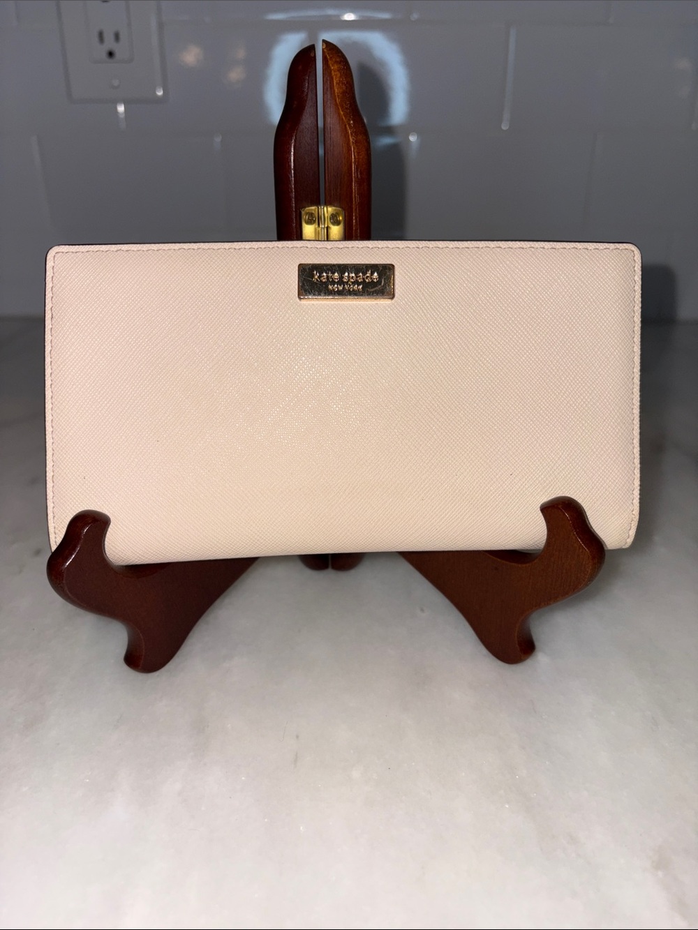 kate spade Blush Pink Saffiano Leather Clutch Wallet